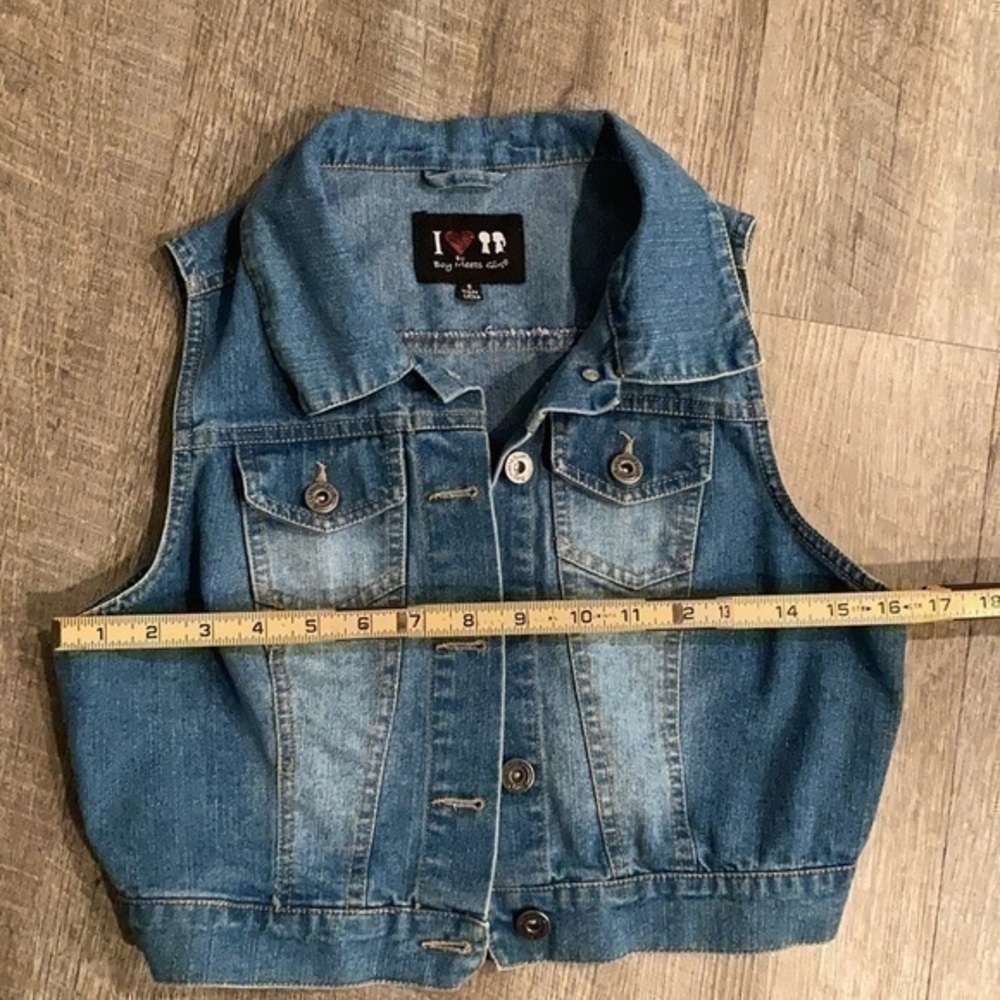 Boy Meets Girl cropped denim vest size small - Picture 6 of 7